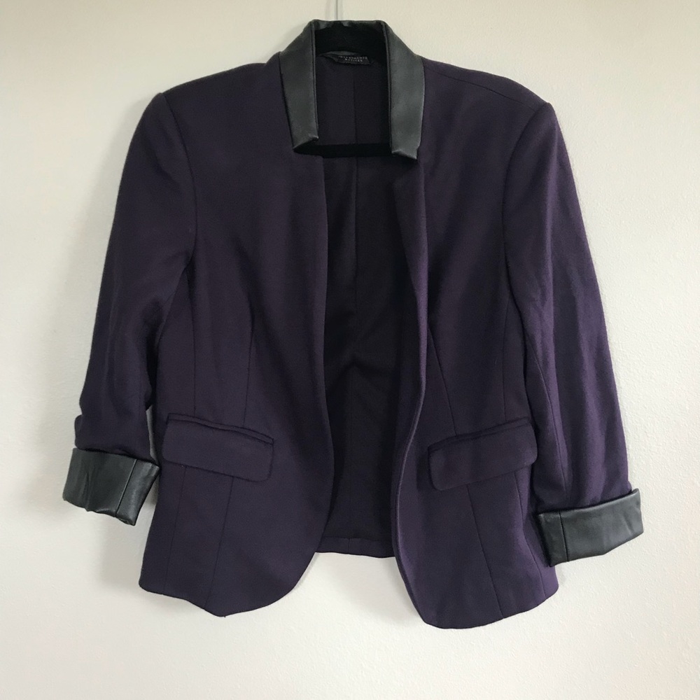 Plum Blazer with Leather Accents